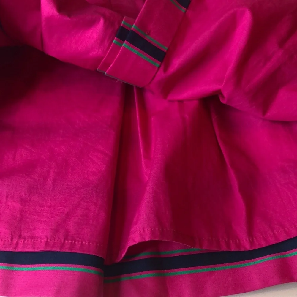 Ralph Lauren Pink Dress Blue Green Stripe Belt Covered Buttons Lined Girls 6 EUC